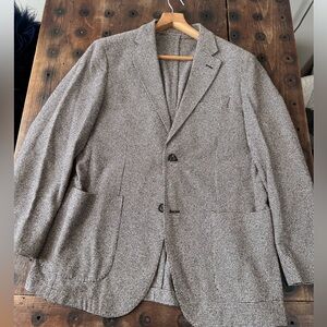 Eleventy First Class sport coat Men's 42 cotton linen unstructured houndstooth.